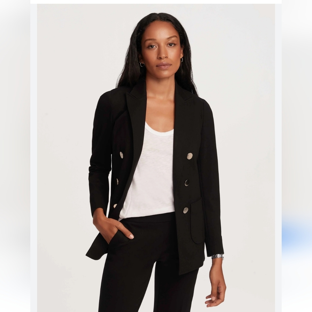 Anne Klein Black Blazer, cropped, Double Breasted Design, Large Buttons size 2P